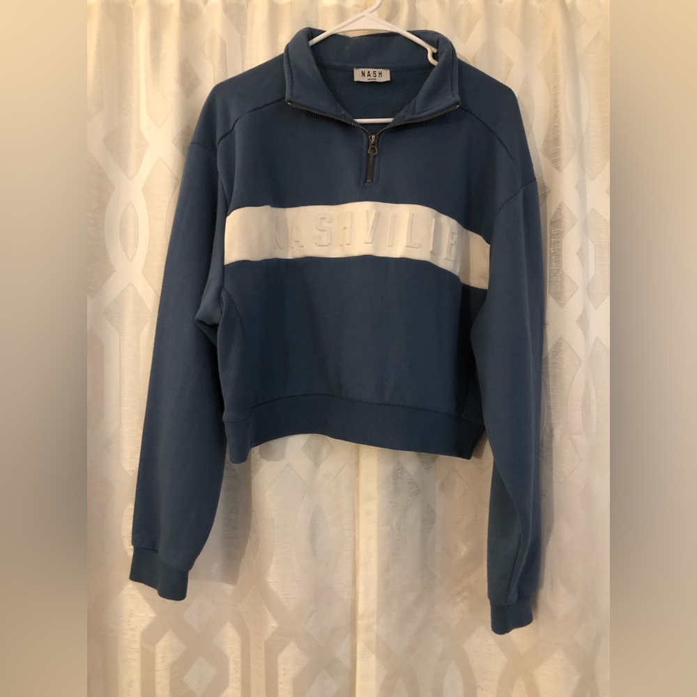 NASH Nashville Crop Pullover with Quarter Zip Front